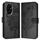 For Honor 200 Embossed Butterfly Leather Phone Case(Black) - 2