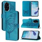 For Honor 200 Embossed Butterfly Leather Phone Case(Blue) - 1