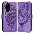 For Honor 200 Pro Embossed Butterfly Leather Phone Case(Purple) - 2