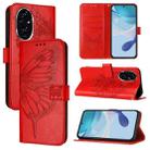 For Honor 200 Pro Embossed Butterfly Leather Phone Case(Red) - 1