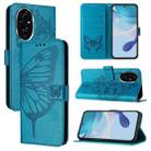 For Honor 200 Pro Embossed Butterfly Leather Phone Case(Blue) - 1