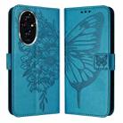 For Honor 200 Pro Embossed Butterfly Leather Phone Case(Blue) - 2