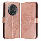 For Honor Magic5 Pro Embossed Butterfly Leather Phone Case(Rose Gold) - 2