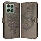 For Honor X6b Embossed Butterfly Leather Phone Case(Grey) - 3