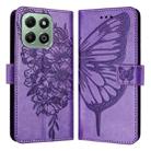 For Honor X6b Embossed Butterfly Leather Phone Case(Purple) - 3