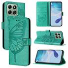 For Honor X6b Embossed Butterfly Leather Phone Case(Green) - 1