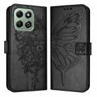 For Honor X6b Embossed Butterfly Leather Phone Case(Black) - 3