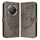 For Honor X9C 5G Global Embossed Butterfly Leather Phone Case(Grey) - 2