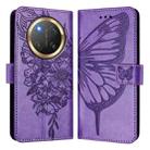 For Honor X9C 5G Global Embossed Butterfly Leather Phone Case(Purple) - 2