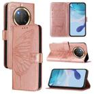 For Honor X9C 5G Global Embossed Butterfly Leather Phone Case(Rose Gold) - 1