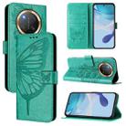 For Honor X9C 5G Global Embossed Butterfly Leather Phone Case(Green) - 1