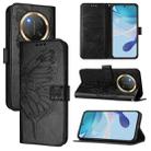 For Honor X9C 5G Global Embossed Butterfly Leather Phone Case(Black) - 1