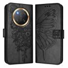 For Honor X9C 5G Global Embossed Butterfly Leather Phone Case(Black) - 2