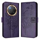 For Honor X9C 5G Global Embossed Butterfly Leather Phone Case(Dark Purple) - 2