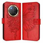 For Honor X9C 5G Global Embossed Butterfly Leather Phone Case(Red) - 2