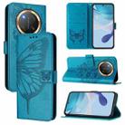 For Honor X9C 5G Global Embossed Butterfly Leather Phone Case(Blue) - 1