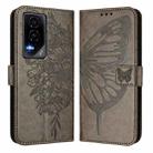 For Honor GT Embossed Butterfly Leather Phone Case(Grey) - 2
