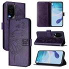 For Honor GT Embossed Butterfly Leather Phone Case(Dark Purple) - 1