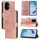 For Honor 300 Embossed Butterfly Leather Phone Case(Rose Gold) - 1