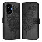 For Honor 300 Embossed Butterfly Leather Phone Case(Black) - 2