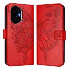 For Honor 300 Embossed Butterfly Leather Phone Case(Red) - 2