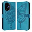 For Honor 300 Embossed Butterfly Leather Phone Case(Blue) - 2