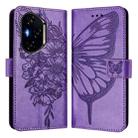 For Honor 300 Pro / 300 Ultra Embossed Butterfly Leather Phone Case(Purple) - 2