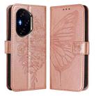 For Honor 300 Pro / 300 Ultra Embossed Butterfly Leather Phone Case(Rose Gold) - 2