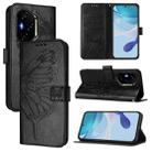 For Honor 300 Pro / 300 Ultra Embossed Butterfly Leather Phone Case(Black) - 1