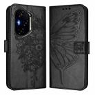 For Honor 300 Pro / 300 Ultra Embossed Butterfly Leather Phone Case(Black) - 2