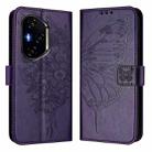 For Honor 300 Pro / 300 Ultra Embossed Butterfly Leather Phone Case(Dark Purple) - 2