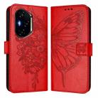 For Honor 300 Pro / 300 Ultra Embossed Butterfly Leather Phone Case(Red) - 2