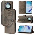 For Honor X9C Smart Global Embossed Butterfly Leather Phone Case(Grey) - 1
