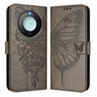 For Honor X9C Smart Global Embossed Butterfly Leather Phone Case(Grey) - 2