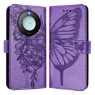 For Honor X9C Smart Global Embossed Butterfly Leather Phone Case(Purple) - 2