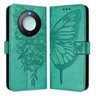 For Honor X9C Smart Global Embossed Butterfly Leather Phone Case(Green) - 2