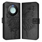 For Honor X9C Smart Global Embossed Butterfly Leather Phone Case(Black) - 2