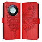 For Honor X9C Smart Global Embossed Butterfly Leather Phone Case(Red) - 2