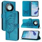 For Honor X9C Smart Global Embossed Butterfly Leather Phone Case(Blue) - 1