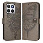 For Honor X8C 4G Global Embossed Butterfly Leather Phone Case(Grey) - 2