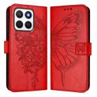 For Honor X8C 4G Global Embossed Butterfly Leather Phone Case(Red) - 2