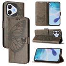 For Honor 400 Lite Embossed Butterfly Leather Phone Case(Grey) - 1