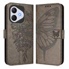 For Honor 400 Lite Embossed Butterfly Leather Phone Case(Grey) - 2