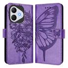 For Honor 400 Lite Global Embossed Butterfly Leather Phone Case(Purple) - 2