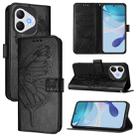 For Honor 400 Lite Global Embossed Butterfly Leather Phone Case(Black) - 1