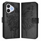 For Honor 400 Lite Global Embossed Butterfly Leather Phone Case(Black) - 2