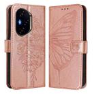 For Honor 400 Global 156.5mm Embossed Butterfly Leather Phone Case(Rose Gold) - 2