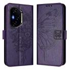 For Honor 400 Global 156.5mm Embossed Butterfly Leather Phone Case(Dark Purple) - 2