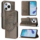 For Honor Power 5G Embossed Butterfly Leather Phone Case(Grey) - 1