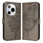 For Honor Power 5G Embossed Butterfly Leather Phone Case(Grey) - 2